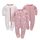 Neugeborenes Baby Jungen Mädchen Strampler mit Fuß Baby Schlafanzug Einteilige Lange Ärmel Overall Säuglings Frühling Herbst Body, 3er-Pack (Rosa, 0-3M)
