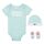Levi's Kids Classic batwing infant hat bodysuit bootie set 3pc Baby Jungen Pastel Turquoise 0-6 Monate