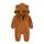 Alunsito Säugling Baby Jungen Mädchen Kleidung Reißverschluss Bärenohr Kapuze Jumpsuit Strampler Langarm Outfit Herbst Winter Warme Kleidung 59 Dunkelbraun 0-3 Monate