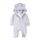 Alunsito Kleinkind Baby Reißverschluss Kleidung Solide Bärenohr Langarm Kapuzen Overall Frühling Winter Reißverschluss Body Grau 73 6-9 Monate