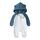 Alunsito Kleidung für Kleinkinder, Jungen und Mädchen, Reißverschluss, langärmlig, Bärenohren, Kapuzenoverall, Strampler, Outfit, Herbst/Winter, warme Kleidung, 59, Blau, Grau, 0–3 Monate