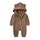 Alunsito Säuglingsbabys Mädchen Kleidung Reißverschluss Bären Ohr mit Kapuze-Jumpsuit Langarm Langarm Fleece Bodysuit Outfit Herbst Winter warme Kleidung 66 braun 3-6 Monate