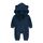 Alunsito Säuglingsbabys Mädchen Kleidung Reißverschluss Fleece Bärenohr mit Kapuze-Jumpsuit Langarm ein Stück warme Kleidung 80 dunkelblau 9-12 Monate