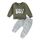 Geagodelia Baby Jungen Kleidung Outfit Babykleidung Set Langarmshirt Sweatshirt + Hose Neugeborene Weiche Babyset Mama's Boy Zweiteiler (B - Armeegrün & Grau, 18-24 Monate)