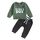 Geagodelia Baby Jungen Kleidung Outfit Babykleidung Set Langarmshirt Sweatshirt + Hose Neugeborene Weiche Babyset Mama's Boy Zweiteiler (B - Grün & Dunkelgrau, 6-12 Monate)