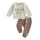 Geagodelia Baby Jungen Kleidung Outfit Babykleidung Set Langarmshirt Sweatshirt + Hose Neugeborene Weiche Babyset Mama's Boy Zweiteiler (C - Beige & Braun, 6-12 Monate)