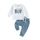 Geagodelia Baby Jungen Kleidung Outfit Babykleidung Set Langarmshirt Sweatshirt + Hose Neugeborene Weiche Babyset Mama's Boy Zweiteiler (A - Weiß & Blau, 12-18 Monate)