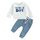 Geagodelia Baby Jungen Kleidung Outfit Babykleidung Set Langarmshirt Sweatshirt + Hose Neugeborene Weiche Babyset Mama's Boy Zweiteiler (B - Weiß & Blau, 18-24 Monate)