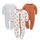 Neugeborenes Baby Jungen Mädchen Strampler mit Fuß Baby Schlafanzug Einteilige Lange Ärmel Overall Säuglings Frühling Herbst Body, 3er-Pack (Orange, 3-6M)