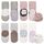 Simpeak 4 Paar Socken Baby, ABS Socken Baby Anti Rutsch, Rutschfeste Babysocken Junge Mädchen, Stoppersocken Baby, Graugrün, Hellgrau, Beige, Weiß, Rosa, 6-12 Monate