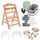 hauck Alpha Start N Grow Set, Natural Dark Grey - ab Geburt bis 90 kg, Holzhochstuhl aus Buche, 3 in 1 Babywippe mit Musselinbezug, Sitzverkleinerer, Sitzkissen, Essbrett, Spielbrett, 3 Lernspiele