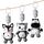 Aolso Kinderwagen Spielzeug, 3Pcs hängendes Rasselspielzeug, schwarz-weißes Spielzeug, Baby-Hängespielzeug, Neugeborenes Autositz-Spielzeug für Jungen und Mädchen (Fuchs/Kätzchen/Zebra)