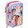 Clondo Mädchen 3-Fach Federmäppchen für Disney Prinzessinnen Fans – 44-teilig, komplett gefüllt – mit Schere, Lineal, Buntstiften – Rosa & Lila – Ideal für Schule & als Geschenk