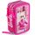 Clondo 3-Fach Federmäppchen für Barbie Fan – 45-teilig, komplett gefüllt – mit Schere, Kleber, Buntstiften, Filzstifte – Rosa – ideal für Schule & als Geschenk Mädchen