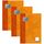 Oxford Schule Klausuren-Block A4, liniert mit Rand, 50 Blatt, orange (3er Pack)