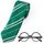 Aomig Zauberer Krawatte Brille Kostüm für Jungen Mädchen, Cosplay Krawatte Runden Brille für Kinder Cosplay Fasching Karneval Halloween Party Kostüme Accessoires Set (Grün + Brille)
