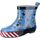 Playshoes Kinder Halbschaft-Gummistiefel aus Naturkautschuk, Trendige Unisex Regenstiefel mit Reflektoren, mit Bagger-Muster, Blau (bleu 17), 22 EU, 180348