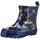 Playshoes Kinder Halbschaft-Gummistiefel aus Naturkautschuk, Trendige Unisex Regenstiefel mit Reflektoren, mit Piraten-Muster, Blau (Marine), 22 EU, 180363