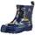 Playshoes Kinder Halbschaft-Gummistiefel aus Naturkautschuk, Trendige Unisex Regenstiefel mit Reflektoren, mit Piraten-Muster, Blau (Marine), 26 EU, 180363