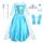 URAQT Kostüm Kinder Mädchen, 9-teiliges Set Kleid Kinder mit Krone Diadem Handschuhe Zauberstab für Weihnachten Verkleidung Karneval Halloween Geburtstag Party,130CM