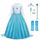 URAQT Mädchen Prinzessin Kostüm, Kinder Kleid 6-teiliges Set mit Krone Diadem Handschuhe Zauberstab usw für Weihnachten Verkleidung Karneval Halloween,100CM