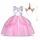 URAQT Kinder Einhorn Kostüm Kleid, Mädchen Einhorn Rock, Blumen Mädchen Ärmellos Partykleid, Geburtstagskleid Festkleid, Fasching Karneval Verkleidung mit Unicorn Outfit Set, 150cm（Rosa-B）