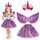 Hifot Einhorn Kostüm Prinzessin Set 3 Stück，Regenbogen Tutu Rock Mädchen Kostüm Tüllrock,Einhorn Haarreif Flügel für Mädchen für Unicorn Cosplay Kindergeburtstag Karneval