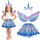 Hifot Einhorn Kostüm Prinzessin Set 3 Stück，Regenbogen Tutu Rock Mädchen Kostüm Tüllrock,Einhorn Haarreif Flügel für Mädchen für Unicorn Cosplay Kindergeburtstag Karneval