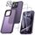 UniqueMe für iPhone 15 Pro Hülle, 5-in-1-Set Handyhülle für iPhone 15 Pro Case Rundumschutz Schutzhülle Cover,1 Handyhülle & 2 Schutzfolie & 2 Kameraschutz - Matt Lila