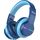 iClever Bluetooth Kinder Kopfhörer, Farbige LED-Leuchten, Kinderkopfhörer Over-Ear mit 74/85dBA Lautstärkebegrenzung, 85 Stunden Spielzeit, Bluetooth 5.2, Eingebautes Mikrofon Blau