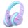 iClever Bluetooth Kinder Kopfhörer, Farbige LED-Leuchten, Kinderkopfhörer Over-Ear mit 74/85dBA Lautstärkebegrenzung, 85 Stunden Spielzeit, Bluetooth 5.2, eingebautes Mikrofon BTH12