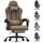 Vittanly Gaming Stuhl mit Frühling Kissen, Ergonomischer Gaming Chair Gamer Stuhl mit Kopfstütze, Lendenkissen und Fußstütze, Höhenverstellbarer Drehbarer Gaming Sessel Bürostuhl 150 kg, Braun