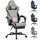 WOTSTA Gaming Stuhl Ergonomisch Gaming Chair Bürostuhl mit Fußstütze Racing Computerstuhl Höhenverstellbar Gepolstert Computerstuhl Lendenwirbelstütze Grauschwarz