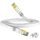 HiiPeak Cat 8 Netzwerkkabel 40 Gbits - 25m - Weiße Flache Ausgabe - LAN Kabel Patchkabel RJ45 - CAT8 Gigabit Ethernet Cable - 2000 MHz - Fur PS5/4, Xbox, TV, Switch, PC