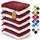 NatureMark 10x Waschhandschuhe aus Frottee 100% Baumwolle – Weich und Robust, Ideal für die tägliche Pflege und Gäste – Bordeaux/Weiss, 15x21 cm