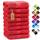 NatureMark NM-HT0864 Frottier Handtücher, 8-er Pack, 50 x 100 cm, 100% Baumwolle, Rot
