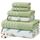 Amrapur 6-Piece Yarn Dyed Organic Vines Jacquard/Solid Ultra Soft 550GSM 100% Combed Cotton Towel Set 2 Badetücher, 2 Handtücher, 2 Waschlappen, Baumwolle, Salbei, Standard