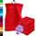 Lashuma 4er Badezimmer Set Händehandtücher Rot - Scharlach, Linz Frottee Gästetücher 30x50 cm