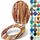 SANFINO® Premium WC Sitz mit Absenkautomatik – hochwertige Toilettendeckel aus Holz, viele bunte Motive, hoher Sitzkomfort, einfache Montage inklusive Montageanleitung – "Industrial Wood"