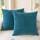 CaliTime Kissenbezüge Kissenhülle 2 Stück Cosy Kissenbezüge für Couch Sofa Heimdekoration Solide Gefärbt Weich Chenille 45cm x 45cm Deep Sea Blue