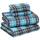 RUVANTI 100 % Baumwolle, 4-teiliges Flanell-Bettlaken für King-Size-Bett, tiefe Tasche, warm, super weich, atmungsaktiv, feuchtigkeitsableitend, Spannbetttuch, 2 Kissenbezüge – blaugrün kariert