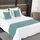 AMBERIS Bett Läufer Single Layer Chenille Blau-Grün, Modern Style Bett Schals für Home Hotel Dekorationen (Kissenbezüge separat erhältlich)