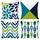 Wilproo Decorative Green Blue Abstract Throw Pillow Covers 20x20 Inch Set of 4, Geometric Cotton Linen Outdoor Cushion Cover Square Pillowcase for Car Sofa Couch Home Decor