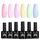 TOMICCA UV Nagellack Pastell Set, 6 Farben Rosa Gelb Blau Nagellack, Soak-Off UV/LED Gel Geschenk für Nagelstudio DIY Home, 8ML