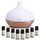 ASAKUKI 300ml Aroma Diffuser, Ultraschall Luftbefeuchter mit 8 * 10ml Ätherische Öle Set Diffusor, 14 Farben LED, 23dB Cool Mist Raumbefeuchter, Yoga, SPA, Zuhause Gelb