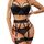 Lsexyier Sexy Dessous Damen Set, Transluzent Erotische Reizwäsche Lingerie mit BH & Höschen, Spitze Bodysuit & Strumpfhalter für Verführerische Looks, Schwarz/L