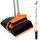 Mkitnvy Besen und Kehrschaufel Set, Aufrechter Besen mit ausziehbarem Stiel, Kehrschaufel mit 115 cm langem Stiel, orange, modern, Hartboden, Edelstahl, PET-Borsten