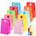 100 Stück Papiertüten Bunt, 18 x 9 x 6 cm Geschenktüte Klein mit 108 Aufkleber Tüten Kindergeburtstag Mitgebsel Tüten Partytüten für Ramadan Hochzeit Valentinstag Geburtstag Ostern (10 Farben)