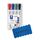 Staedtler Lumocolor Whiteboard-Marker Set mit 4 Farben, Keilspitze (4 Stück Keilspitze + Löscher)