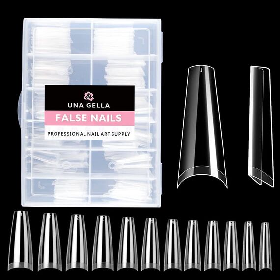 UNA GELLA Ballerina Nageltips – 504 Stück Half Cover Tips für Gelnägel & Nagelverlängerung, Mustername: 504 Stück XL Ballerina-Halb Cover